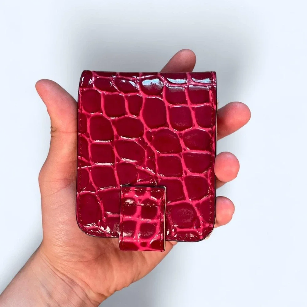 Red croc embossed makeup lipstick case by Cockatoo